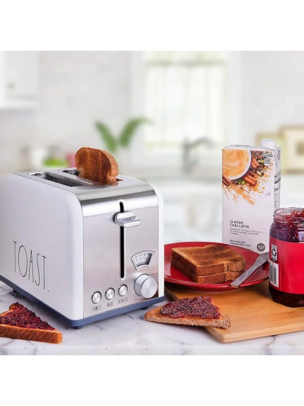 2 Slice Cream Wide Slot with 5 Browning Levels Stainless Steel Toaster Bagel